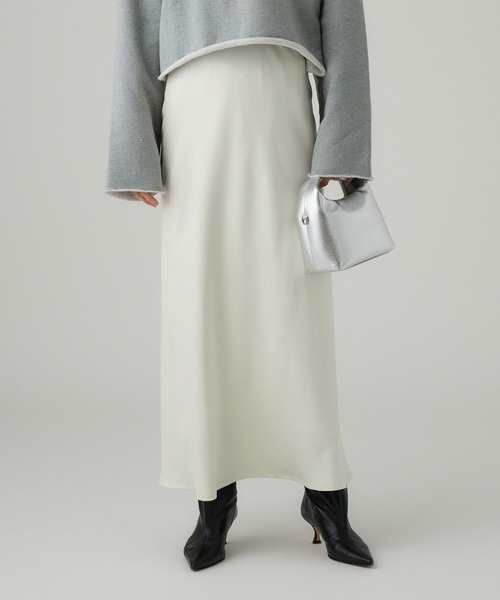 BABYLONE（バビロン）の「フェイクスエードバイヤススカート（スカート・レディース・チャコール/オフホワイト・38inch/36inch）」の2枚目の写真