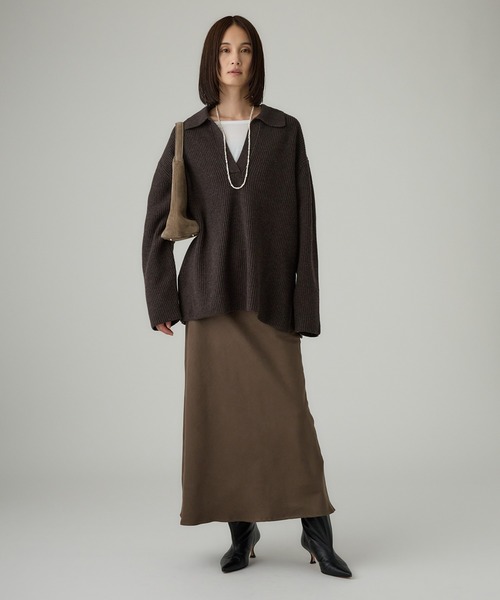 BABYLONE（バビロン）の「フェイクスエードバイヤススカート（スカート・レディース・チャコール/オフホワイト・38inch/36inch）」の3枚目の写真