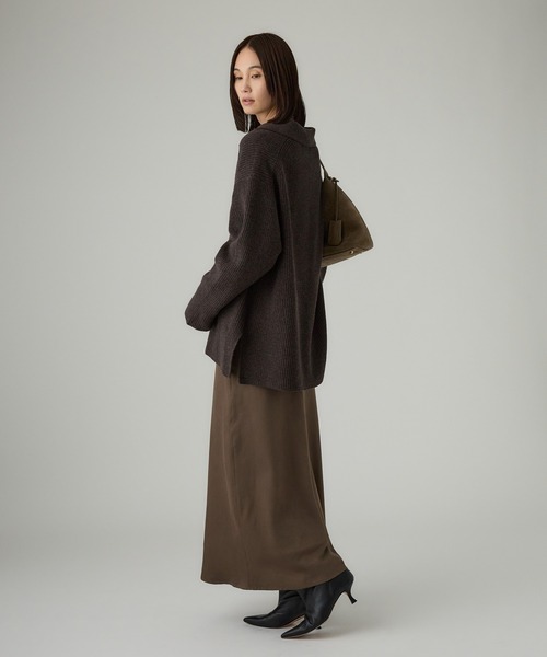 BABYLONE（バビロン）の「フェイクスエードバイヤススカート（スカート・レディース・チャコール/オフホワイト・38inch/36inch）」の4枚目の写真