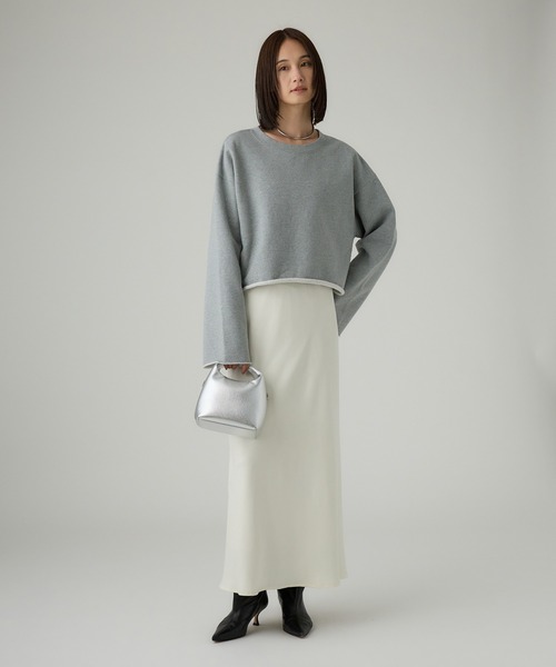 BABYLONE（バビロン）の「フェイクスエードバイヤススカート（スカート・レディース・チャコール/オフホワイト・38inch/36inch）」の7枚目の写真