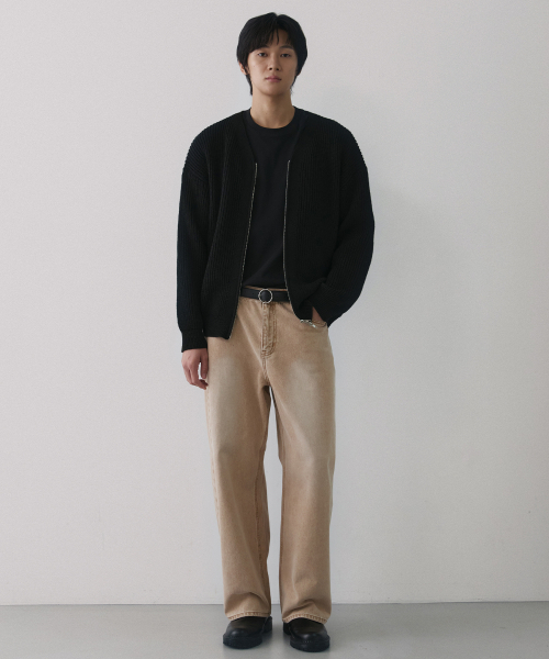 NODU（ノードユー）の「エッセンシャルVネックニットジップアップカーディガン[ブラック]（ニット/セーター・メンズ・その他・MEDIUM/LARGE）」の4枚目の写真