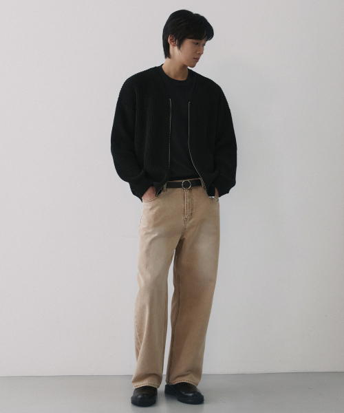 NODU（ノードユー）の「エッセンシャルVネックニットジップアップカーディガン[ブラック]（ニット/セーター・メンズ・その他・MEDIUM/LARGE）」の5枚目の写真