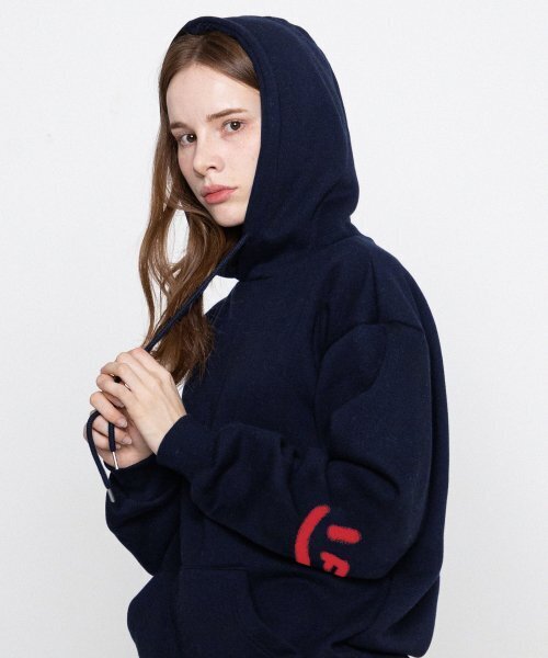 GRAVER（グレーバー）の「[ユニセックス]エルボースプレイスマイルドローイングフードパーカー_ネイビー（パーカー・レディース・その他・X-LARGE/SMALL/MEDIUM/LARGE）」の2枚目の写真