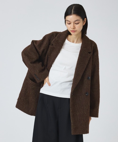 NOMINE（ノミネ）の「【NOMINE】シャギー ジャケット コート / ジャコット（チェスターコート・レディース・グレイッシュブルー/マスタード/ブラウン・フリー）」の2枚目の写真
