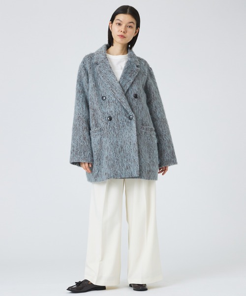 NOMINE（ノミネ）の「【NOMINE】シャギー ジャケット コート / ジャコット（チェスターコート・レディース・グレイッシュブルー/マスタード/ブラウン・フリー）」の7枚目の写真