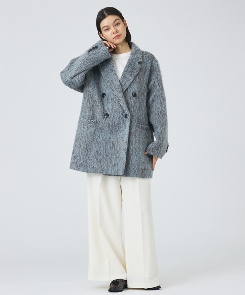 NOMINE（ノミネ）の「【NOMINE】シャギー ジャケット コート / ジャコット（チェスターコート・レディース・グレイッシュブルー/マスタード/ブラウン・フリー）」の8枚目の写真