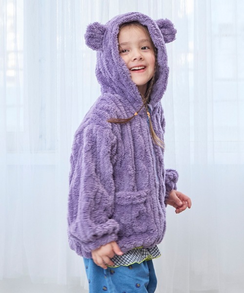 MARKEY'S（マーキーズ）の「耳付きケーブルボアジャケット（その他アウター・キッズ・ラベンダー/オフホワイト・80/90/100/110/120/130）」の2枚目の写真