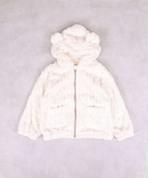 MARKEY'S（マーキーズ）の「耳付きケーブルボアジャケット（その他アウター・キッズ・ラベンダー/オフホワイト・80/90/100/110/120/130）」の4枚目の写真