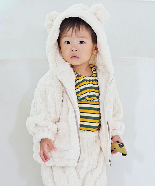 MARKEY'S（マーキーズ）の「耳付きケーブルボアジャケット（その他アウター・キッズ・ラベンダー/オフホワイト・80/90/100/110/120/130）」の5枚目の写真