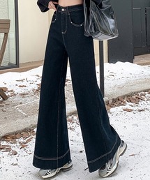 ＆soiree（アンドソワレ）の「裏起毛ワイドデニムパンツ（デニムパンツ）」