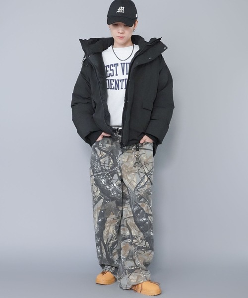 SPINNS(スピンズ)の「中綿フェイクダウンジャケット/ハイネックフード/ダブルジップ/防寒・防風・撥水/ユニセックス(ダウンジャケット/コート・メンズ・チャコール/ブラック・L/M)」の7枚目の写真