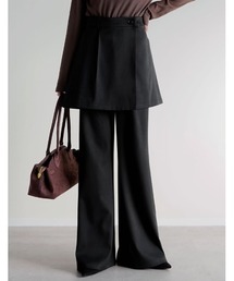 Re:EDIT（リエディ）の「[低身長/高身長サイズ有][2点セット]微起毛ラップスカート×パンツ（その他パンツ・レディース）」