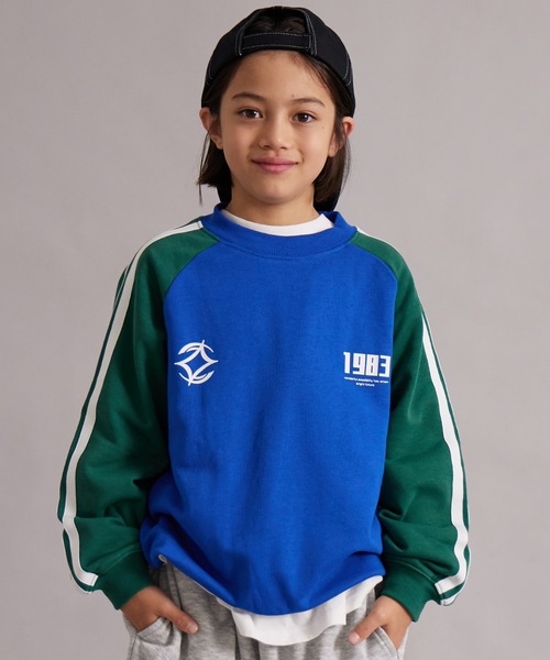 セール】裏毛 配色ラグラン 袖ライン スウェット トレーナー