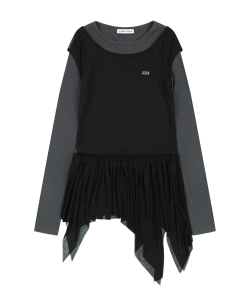 ORDINARY HOLIDAY（オーディナリー ホリデー）の「LAYERED MINI DRESS [BLACK]（ワンピース・レディース・その他・FREE）」の2枚目の写真