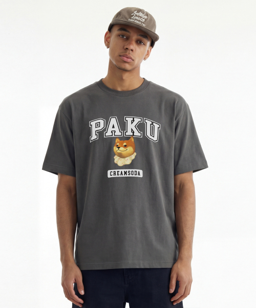CREAM SODA LAB(クリームソーダラボ)の「パク ロゴ 半袖Tシャツ チャコール ホワイト(Tシャツ/カットソー・レディース・その他・MEDIUM/LARGE/X-LARGE/XX-LARGE)」の1枚目の写真