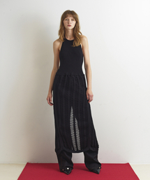 AOPT（アオプト）の「LAYERED HALTER NECK KNIT DRESS - BLACK（ワンピース）」