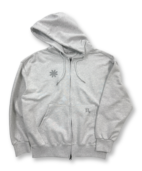DAMISH(ダミシュ)の「シンボルロゴツーウェイフードジップアップ_グレー(パーカー・レディース・グレー・SMALL/MEDIUM)」の4枚目の写真
