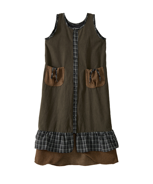 youthbath(ユースバース)の「Sleeveless Pocket Frill Dress_khaki(ワンピース・レディース・その他・SMALL/MEDIUM)」の4枚目の写真