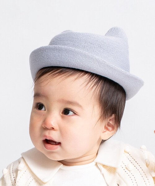 Ampersand(アンパサンド)の「くまちゃんベビーハット_ UVカット(ハット・キッズ・サックスブルー/アイボリー・48/46/44)」の2枚目の写真