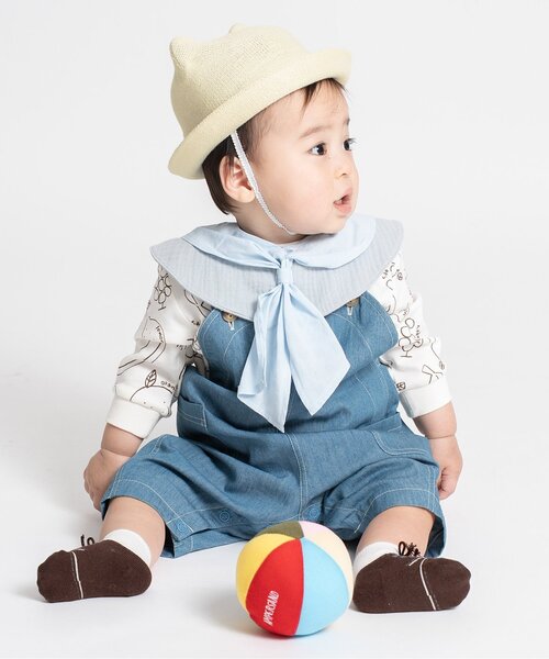 Ampersand(アンパサンド)の「くまちゃんベビーハット_ UVカット(ハット・キッズ・サックスブルー/アイボリー・48/46/44)」の5枚目の写真