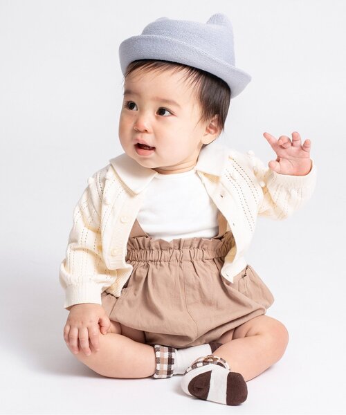 Ampersand(アンパサンド)の「くまちゃんベビーハット_ UVカット(ハット・キッズ・サックスブルー/アイボリー・48/46/44)」の7枚目の写真