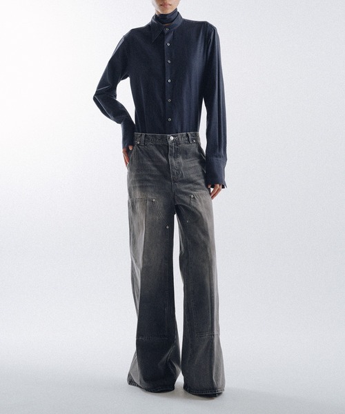 KEISUKEYOSHIDA（ケイスケヨシダ）の「Double Knee Denim Pants（デニムパンツ・レディース・ブラック/グレー/インディゴブルー・M/S）」の9枚目の写真