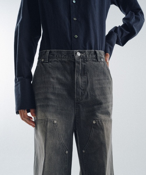 KEISUKEYOSHIDA（ケイスケヨシダ）の「Double Knee Denim Pants（デニムパンツ・レディース・ブラック/グレー/インディゴブルー・M/S）」の12枚目の写真