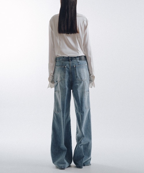 KEISUKEYOSHIDA（ケイスケヨシダ）の「Double Knee Denim Pants（デニムパンツ・レディース・ブラック/グレー/インディゴブルー・M/S）」の14枚目の写真