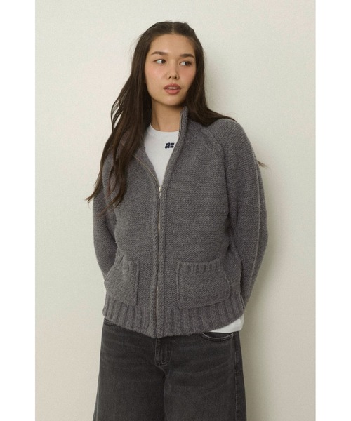 ALEXIA STAM（アリシアスタン）の「Zip Up Knit Cardigan /ジップアップニットカーディガン（ニット/セーター・レディース・ブラウン/グレー/アイボリー・FREE）」の9枚目の写真