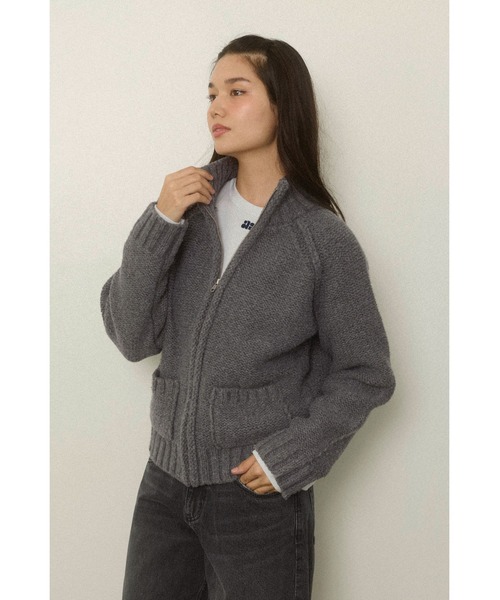 ALEXIA STAM（アリシアスタン）の「Zip Up Knit Cardigan /ジップアップニットカーディガン（ニット/セーター・レディース・ブラウン/グレー/アイボリー・FREE）」の10枚目の写真