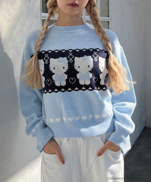 sanrio(サンリオ)の「【HELLO KITTY】NORDIC KNIT(ニット/セーター・レディース・ピンク/レッド/ブルー・FREE)」の2枚目の写真