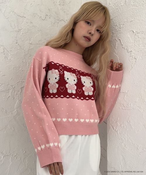 sanrio(サンリオ)の「【HELLO KITTY】NORDIC KNIT(ニット/セーター・レディース・ピンク/レッド/ブルー・FREE)」の6枚目の写真