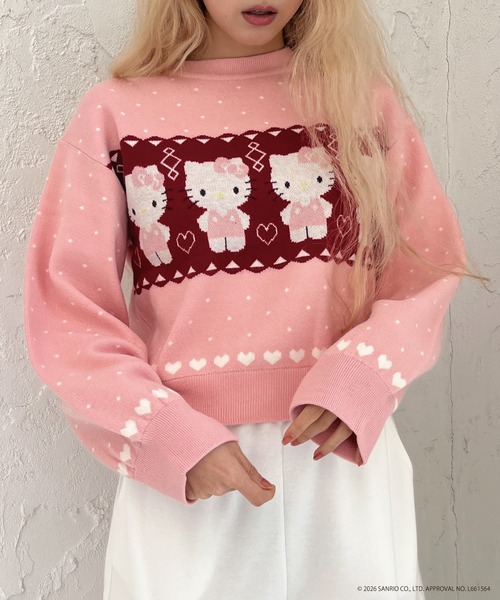 sanrio(サンリオ)の「【HELLO KITTY】NORDIC KNIT(ニット/セーター・レディース・ピンク/レッド/ブルー・FREE)」の4枚目の写真
