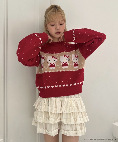 sanrio(サンリオ)の「【HELLO KITTY】NORDIC KNIT(ニット/セーター・レディース・ピンク/レッド/ブルー・FREE)」の15枚目の写真