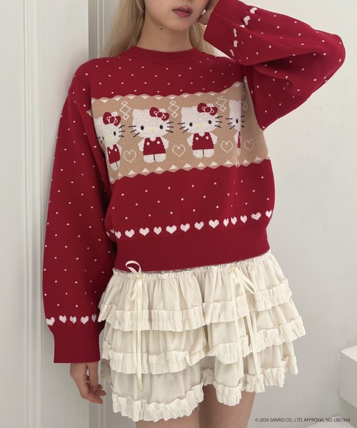 sanrio(サンリオ)の「【HELLO KITTY】NORDIC KNIT(ニット/セーター・レディース・ピンク/レッド/ブルー・FREE)」の12枚目の写真