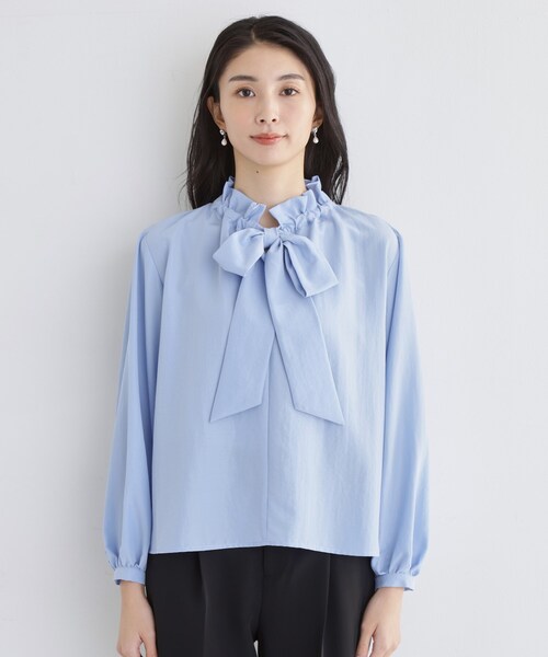 THE SHOP TK （ザ ショップ ティーケー ）の「【通勤・セレモニー】ギャザーリボンタイブラウス（シャツ/ブラウス・レディース・アイボリー/ライトブルー・12/13）」の11枚目の写真