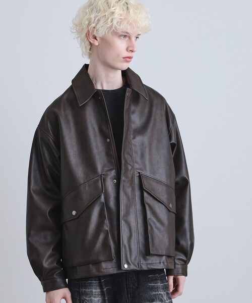シンセティックレザーフライトジャケット（ブルゾン）｜tk.TAKEO