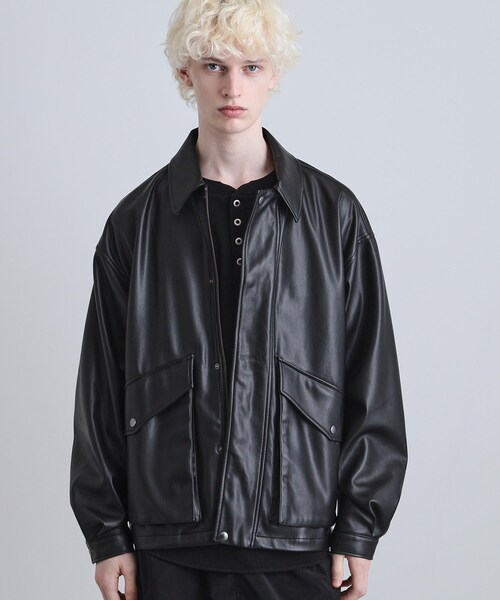 シンセティックレザーフライトジャケット（ブルゾン）｜tk.TAKEO