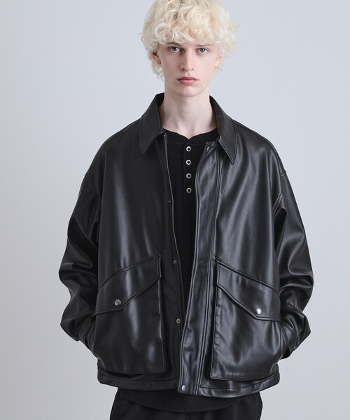シンセティックレザーフライトジャケット（ブルゾン）｜tk.TAKEO