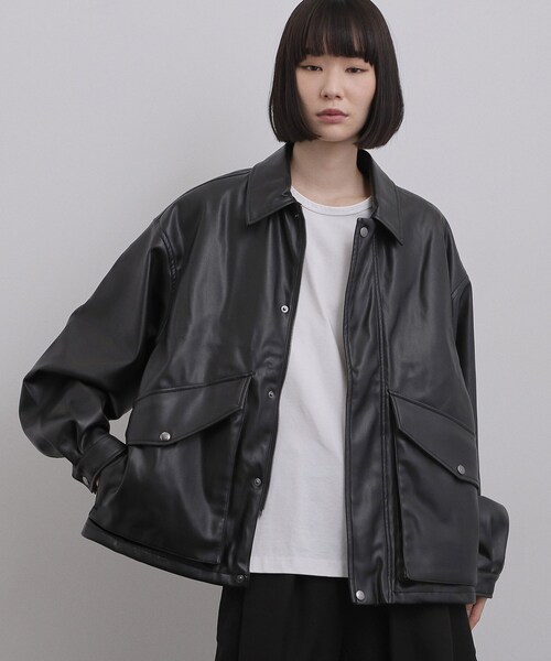 tk.TAKEO KIKUCHI(ティーケータケオキクチ)の「シンセティックレザーフライトジャケット(ブルゾン・メンズ・ブラック/ブラック系/ダークブラウン系・02/03)」の9枚目の写真