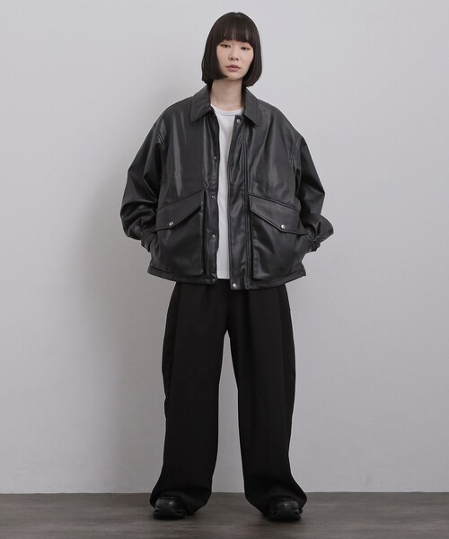 tk.TAKEO KIKUCHI(ティーケータケオキクチ)の「シンセティックレザーフライトジャケット(ブルゾン・メンズ・ブラック/ブラック系/ダークブラウン系・02/03)」の11枚目の写真