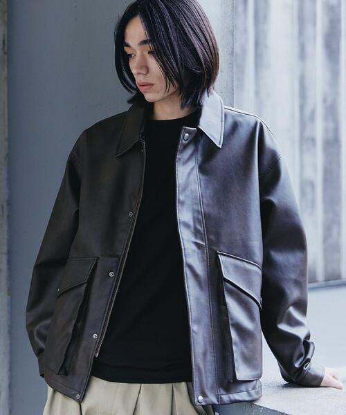 シンセティックレザーフライトジャケット（ブルゾン）｜tk.TAKEO