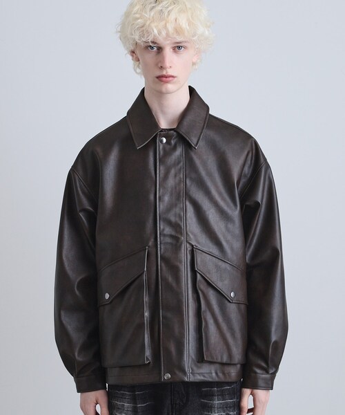 シンセティックレザーフライトジャケット（ブルゾン）｜tk.TAKEO