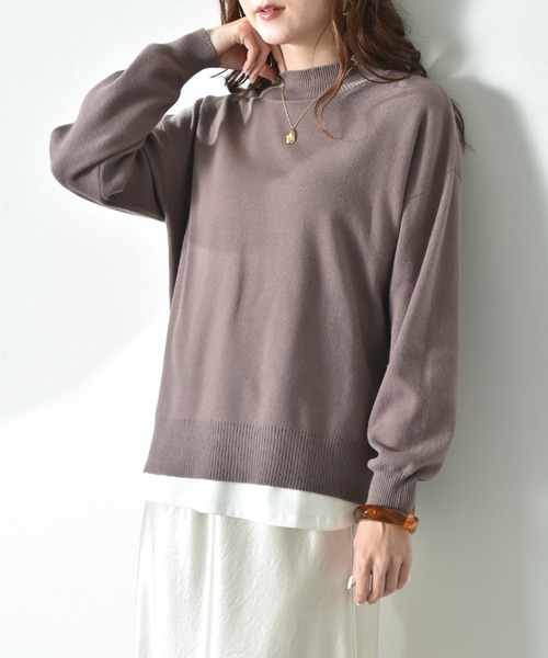 INTERPLANET(インタープラネット)の「総針モックネックプルオーバー(ニット/セーター・レディース・ネイビー/モカ・MEDIUM/LARGE)」の18枚目の写真