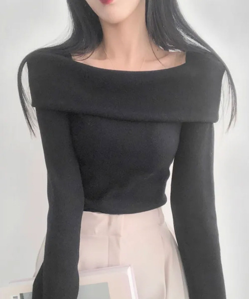 VIVID LADY(ビビッドレディー)の「折り返しワイドネック オフショル風 起毛 ロンT 長袖(Tシャツ/カットソー・レディース・ブラック/アイボリー/グレー/ワイン・FREE)」の21枚目の写真