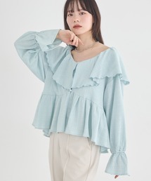 earth music&ecology | 【2026SS/先行予約】ラッフルカラーカットブラウス(シャツ/ブラウス)
