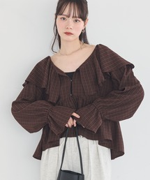 earth music&ecology | 【2026SS/先行予約】ラッフルカラーカットブラウス(シャツ/ブラウス)