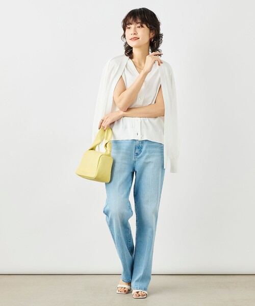 NOLLEY’S(ノーリーズ)の「《手洗い可能》ベストドッキングVネックカーディガン(カーディガン/ボレロ・レディース・オフホワイト/ブラック/ブルー・38)」の4枚目の写真