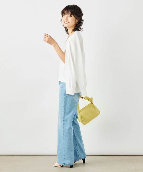 NOLLEY’S(ノーリーズ)の「《手洗い可能》ベストドッキングVネックカーディガン(カーディガン/ボレロ・レディース・オフホワイト/ブラック/ブルー・38)」の5枚目の写真