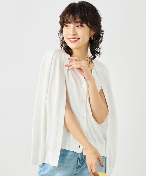 NOLLEY’S(ノーリーズ)の「《手洗い可能》ベストドッキングVネックカーディガン(カーディガン/ボレロ・レディース・オフホワイト/ブラック/ブルー・38)」の7枚目の写真